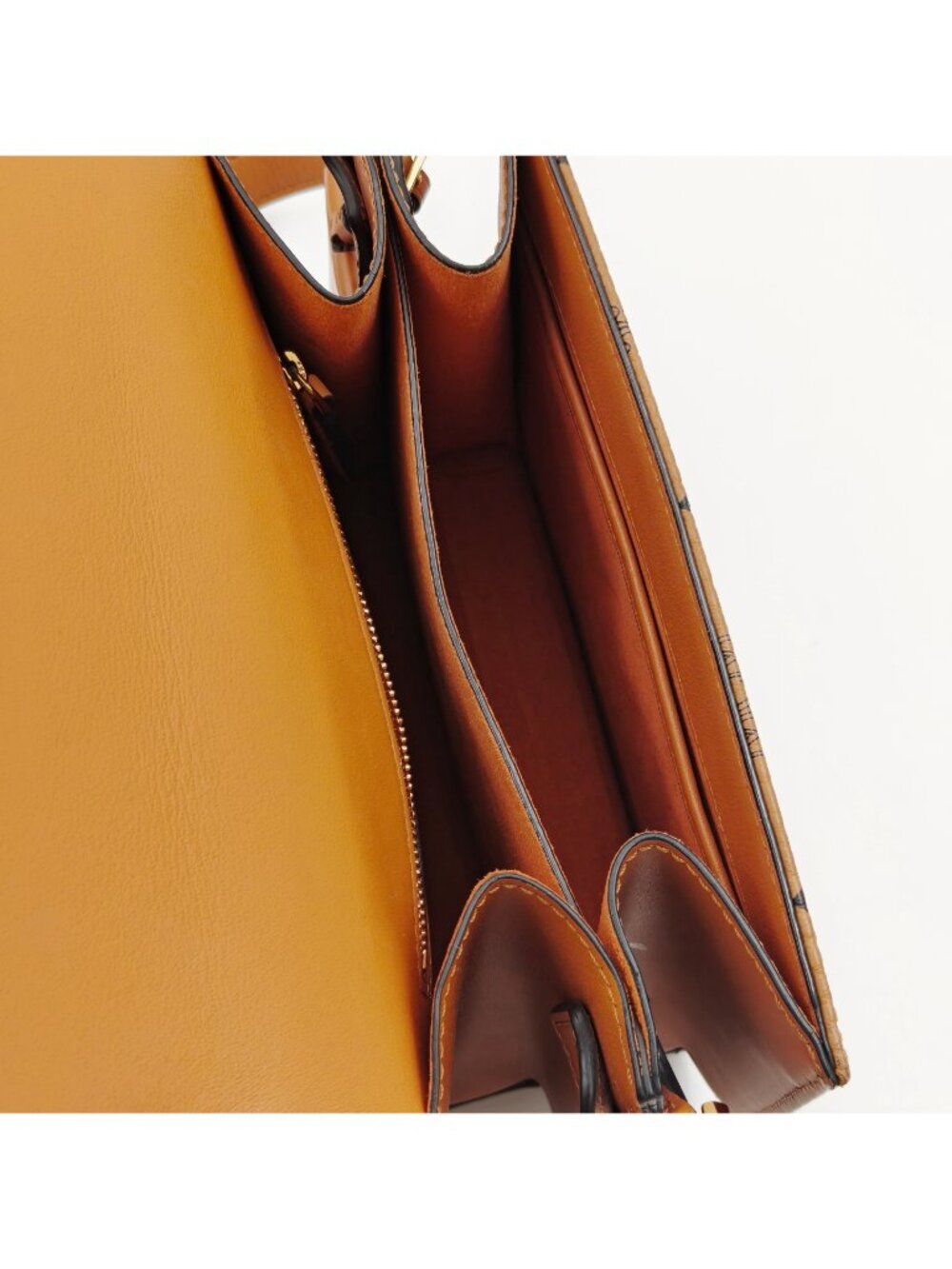 MCM Visetos Spike Crossbody Bag Cognac Brown Monogram Shoulder Bag - Picture 9 of 14